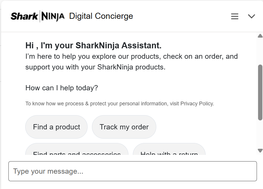 SharkNinja Agentforce Chat