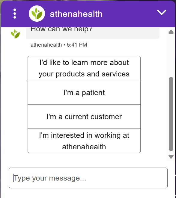 athenahealth Salesforce Service Cloud chat