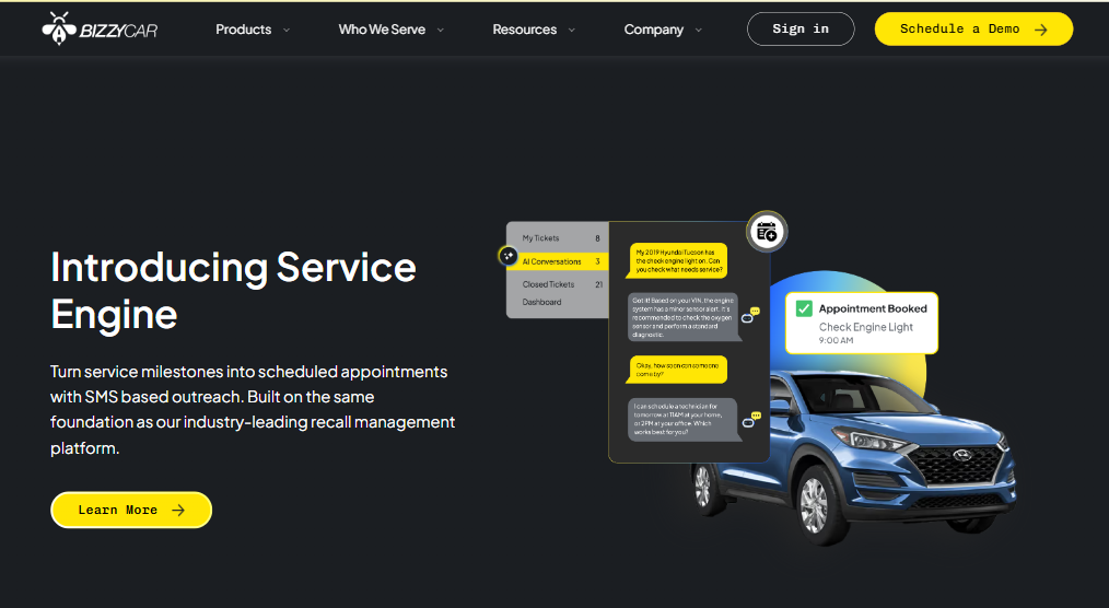 BizzyCar homepage built on HubSpot CMS