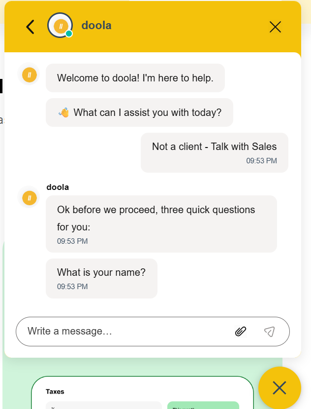 doola HubSpot Conversations chat widget