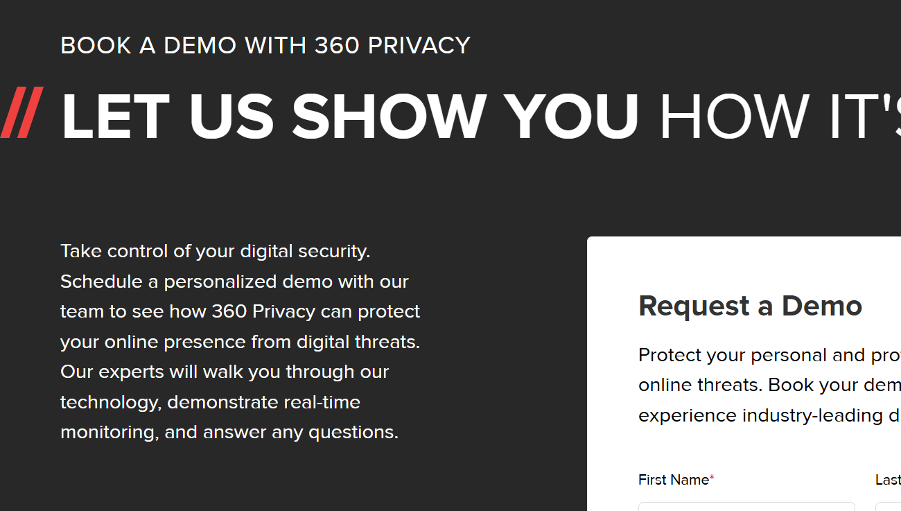 360 Privacy HubSpot demo request form