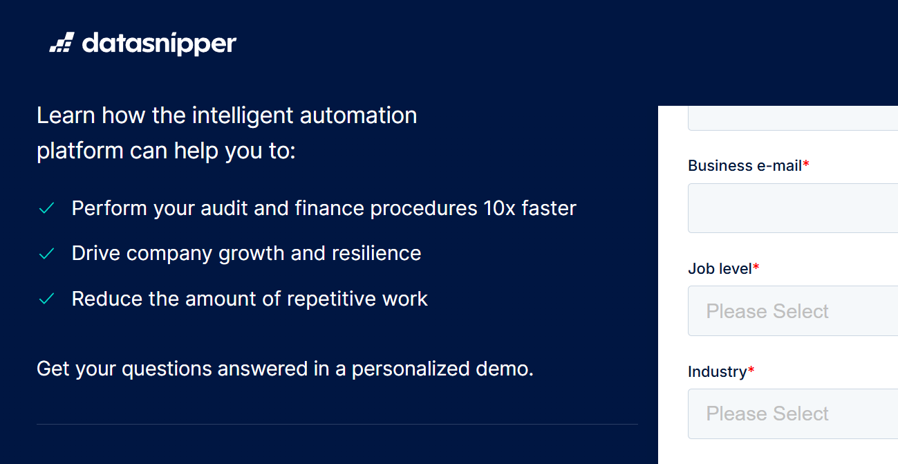 DataSnipper HubSpot demo request form