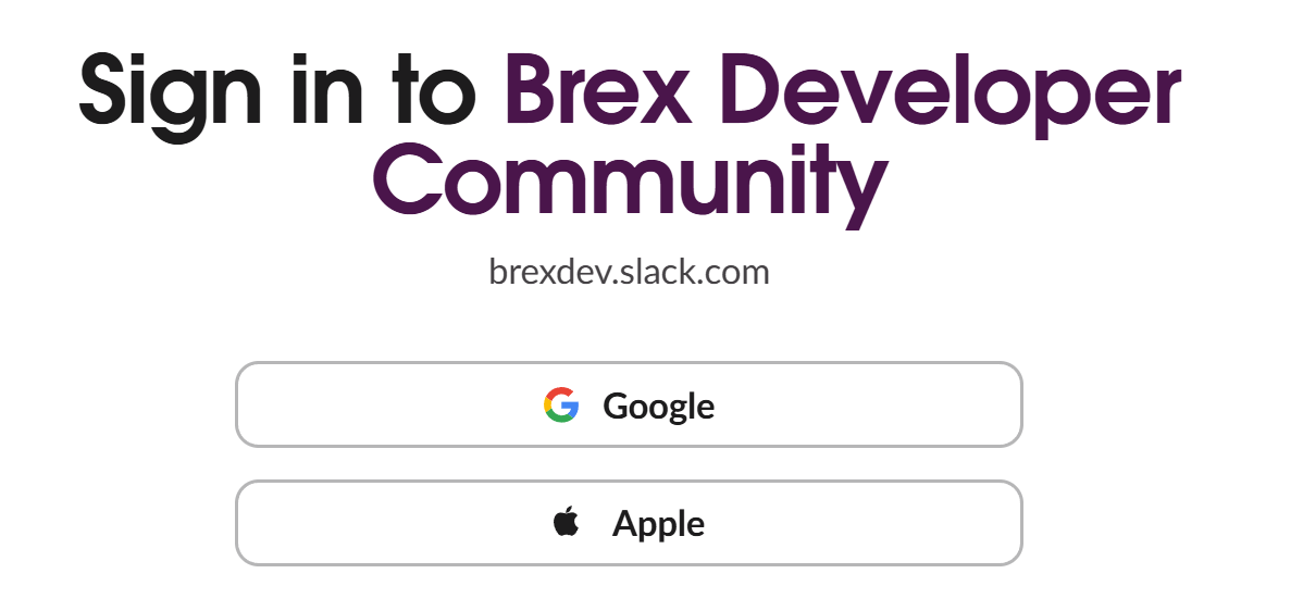 Brex public developer Slack community