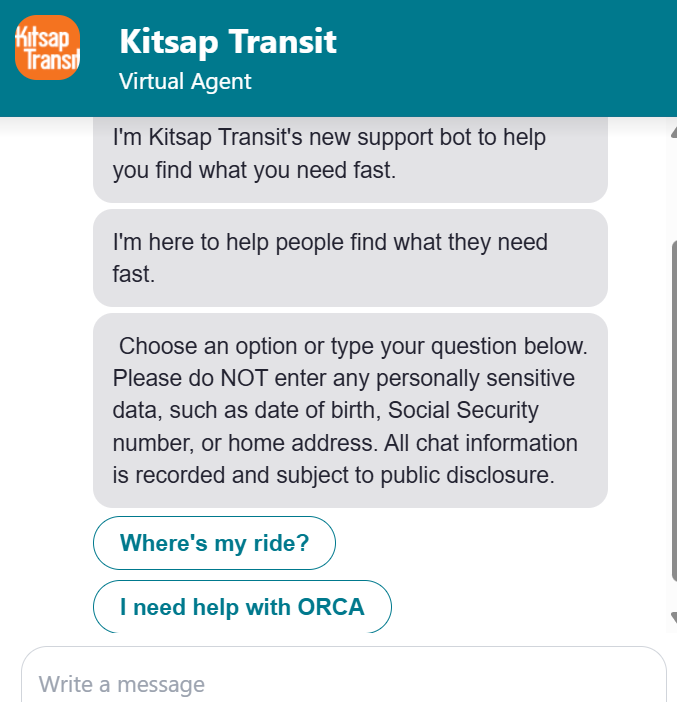 Kitsap Transit Zoom Contact Center chat widget
