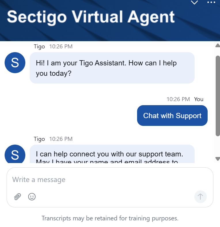 Sectigo Zoom Contact Center chat widget