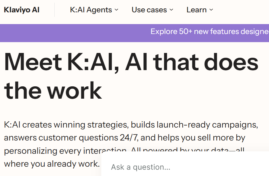 Klaviyo K:AI features