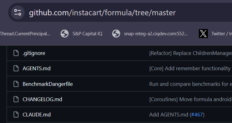 Instacart Formula repository AGENTS.md on GitHub