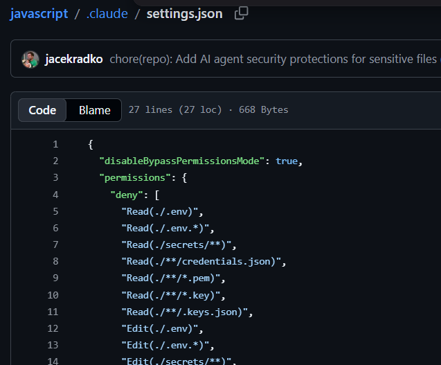 Clerk JavaScript repository Claude settings on GitHub