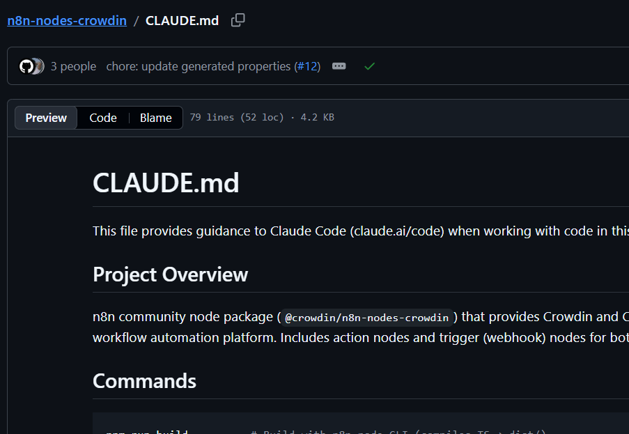 Crowdin n8n repository CLAUDE.md on GitHub