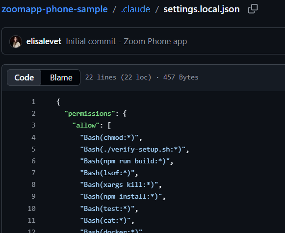 Zoom repository Claude Code settings on GitHub