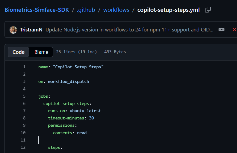 Simprints Biometrics-Simface-SDK Copilot setup steps on GitHub