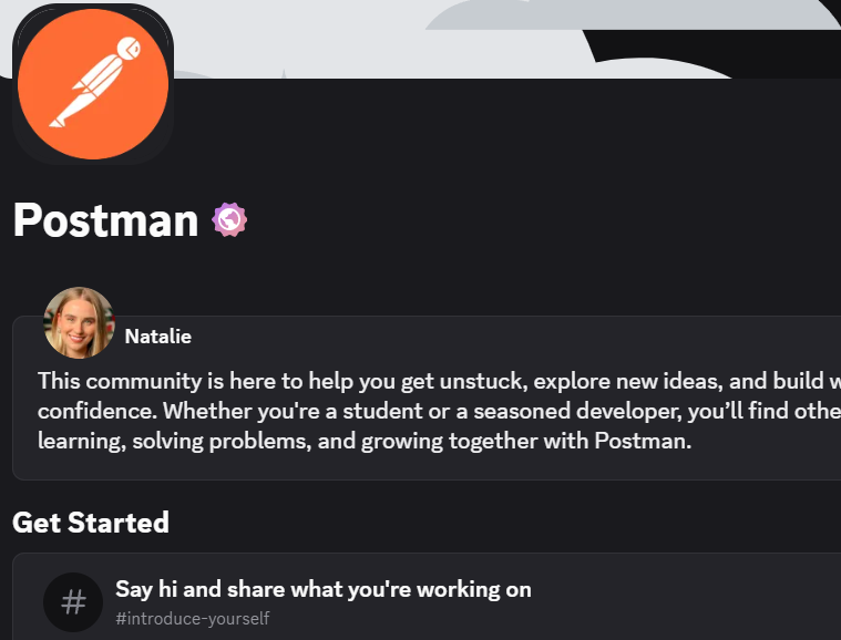 Postman Discord server announcements channel