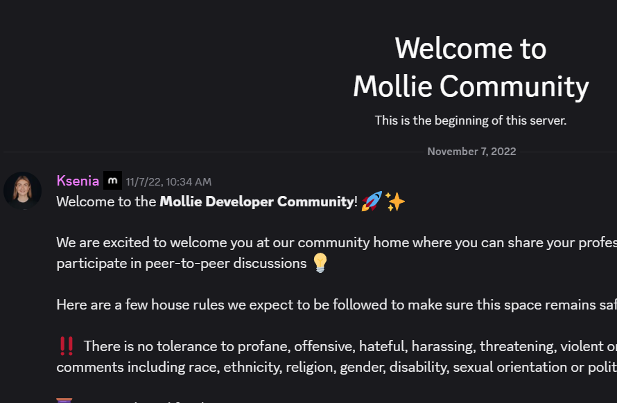 Mollie Discord feature-requests channel