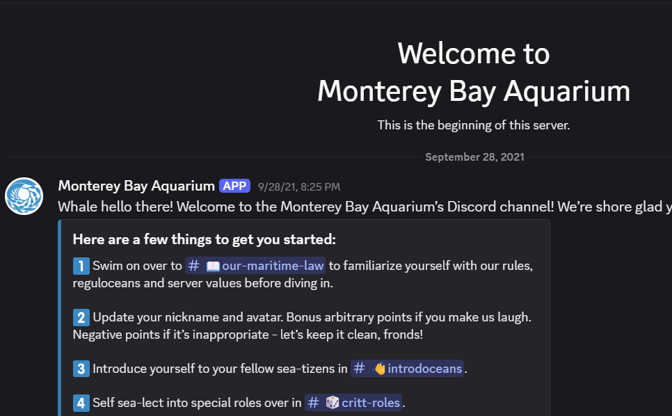Monterey Bay Aquarium Discord server