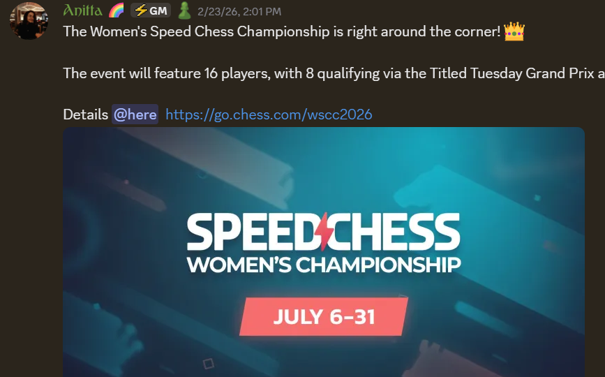Chess.com Discord announcements channel