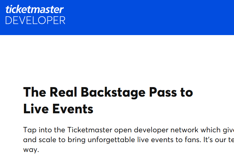 Ticketmaster developer portal