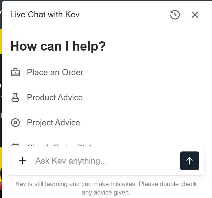 Materials Market Kev chat assistant