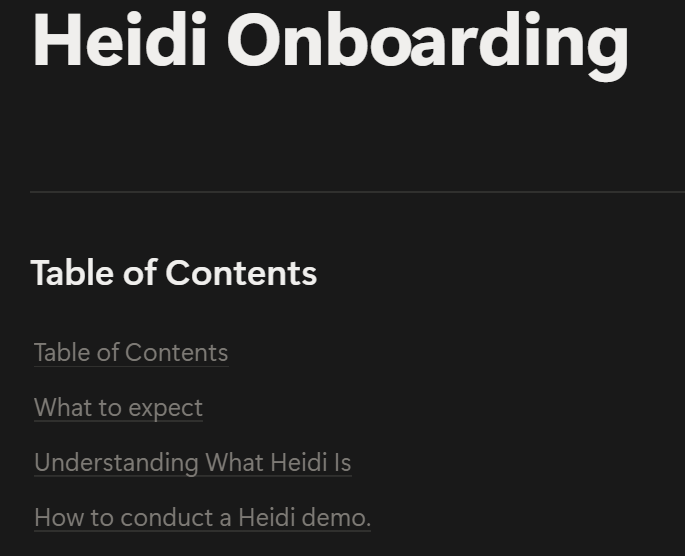 Heidi Health Notion sales training