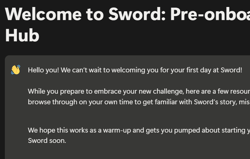 Sword Health Notion pre-onboarding hub
