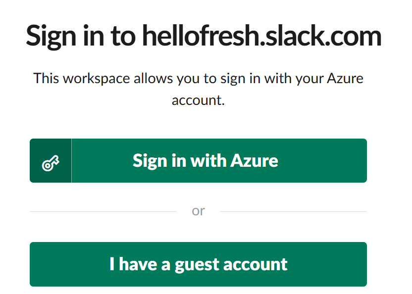 HelloFresh Slack sign-in with Azure