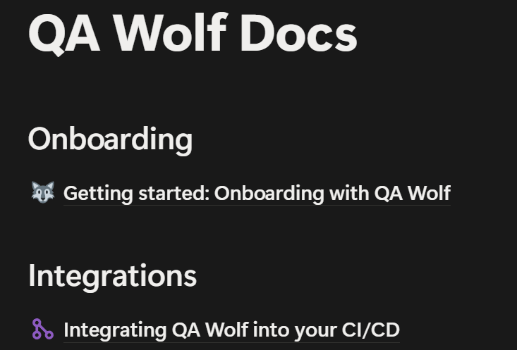 QA Wolf Notion docs