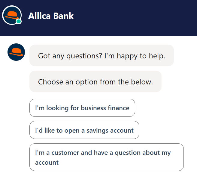 Allica Bank HubSpot Conversations chat widget