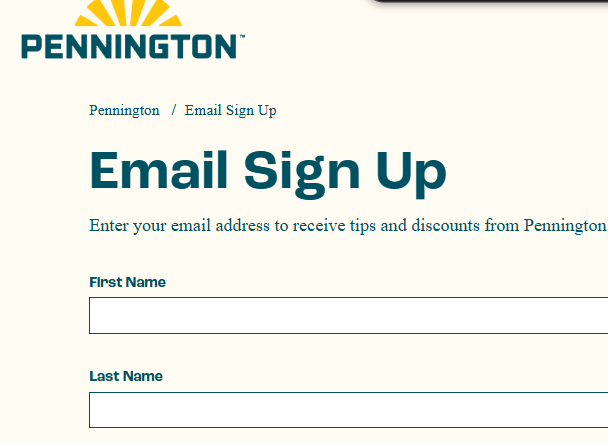 Pennington HubSpot newsletter signup form