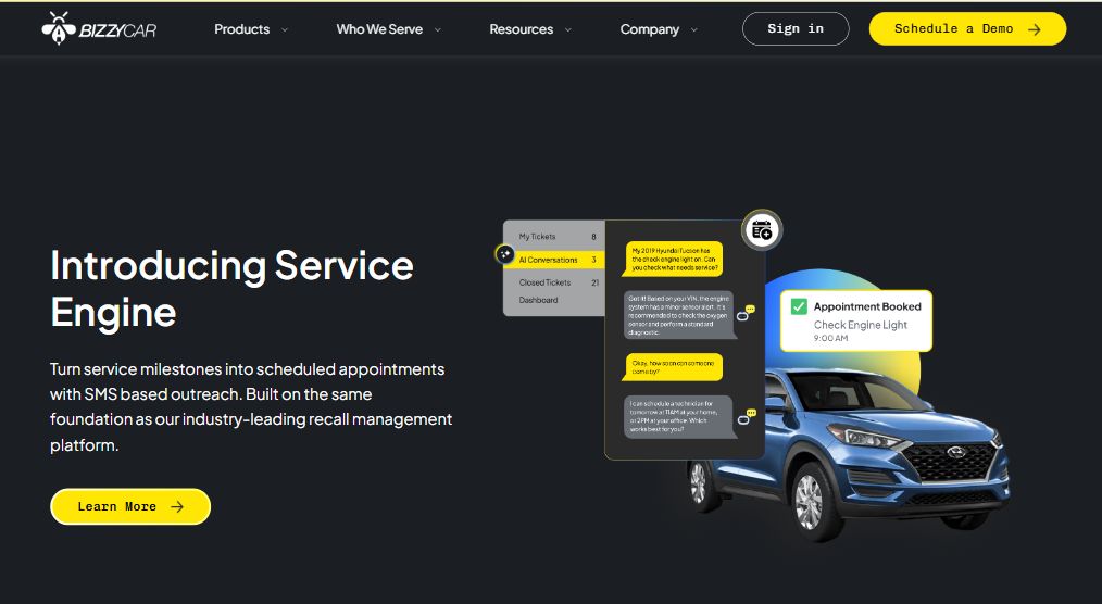 BizzyCar homepage built on HubSpot CMS