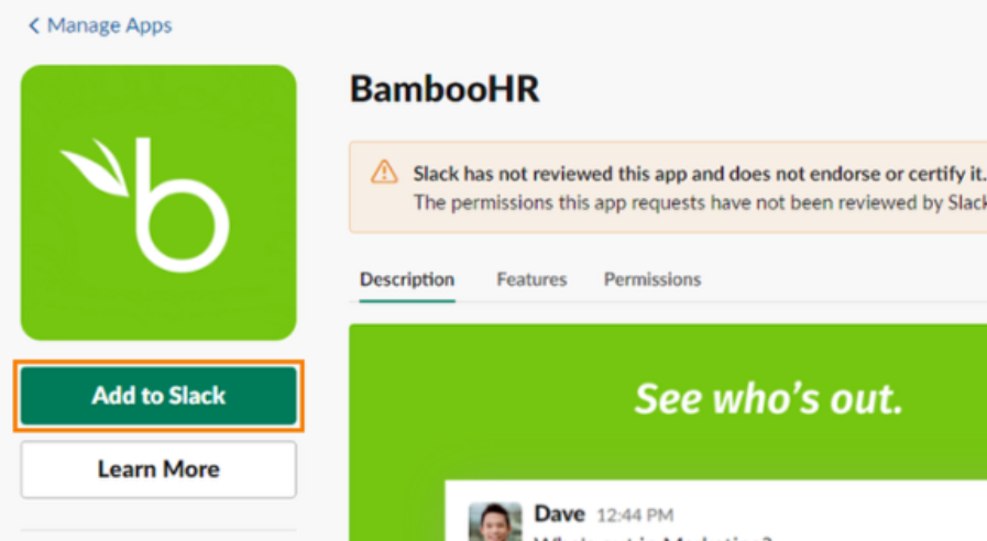 BambooHR Slack integration