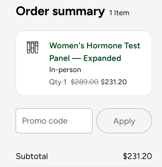 Quest Diagnostics Stripe checkout