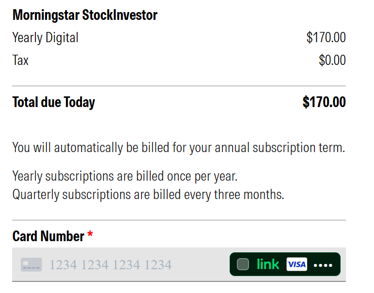 Morningstar Stripe checkout