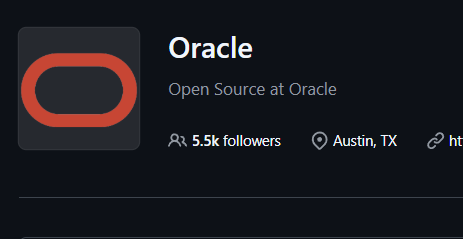 Oracle's GitHub profile showing their open source repositories