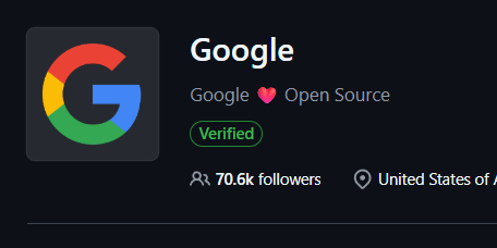 Google's GitHub profile showing their open source repositories