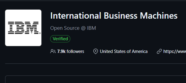 IBM's GitHub profile showing their open source repositories