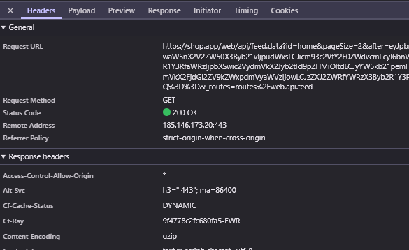 Shop.app feed API behind Cloudflare