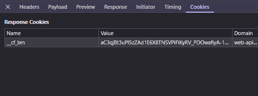 cf_bm cookie set by Cloudflare Bot Management on ikea.com