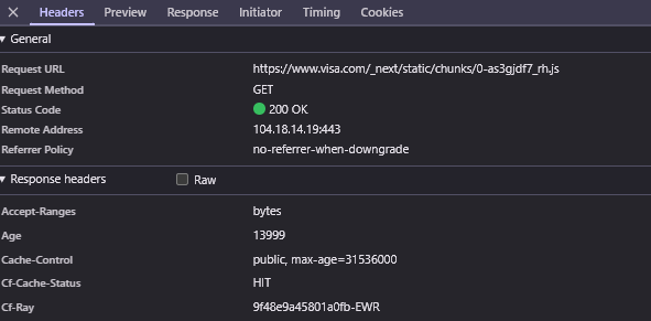 visa.com static assets served through Cloudflare with CF-Ray header